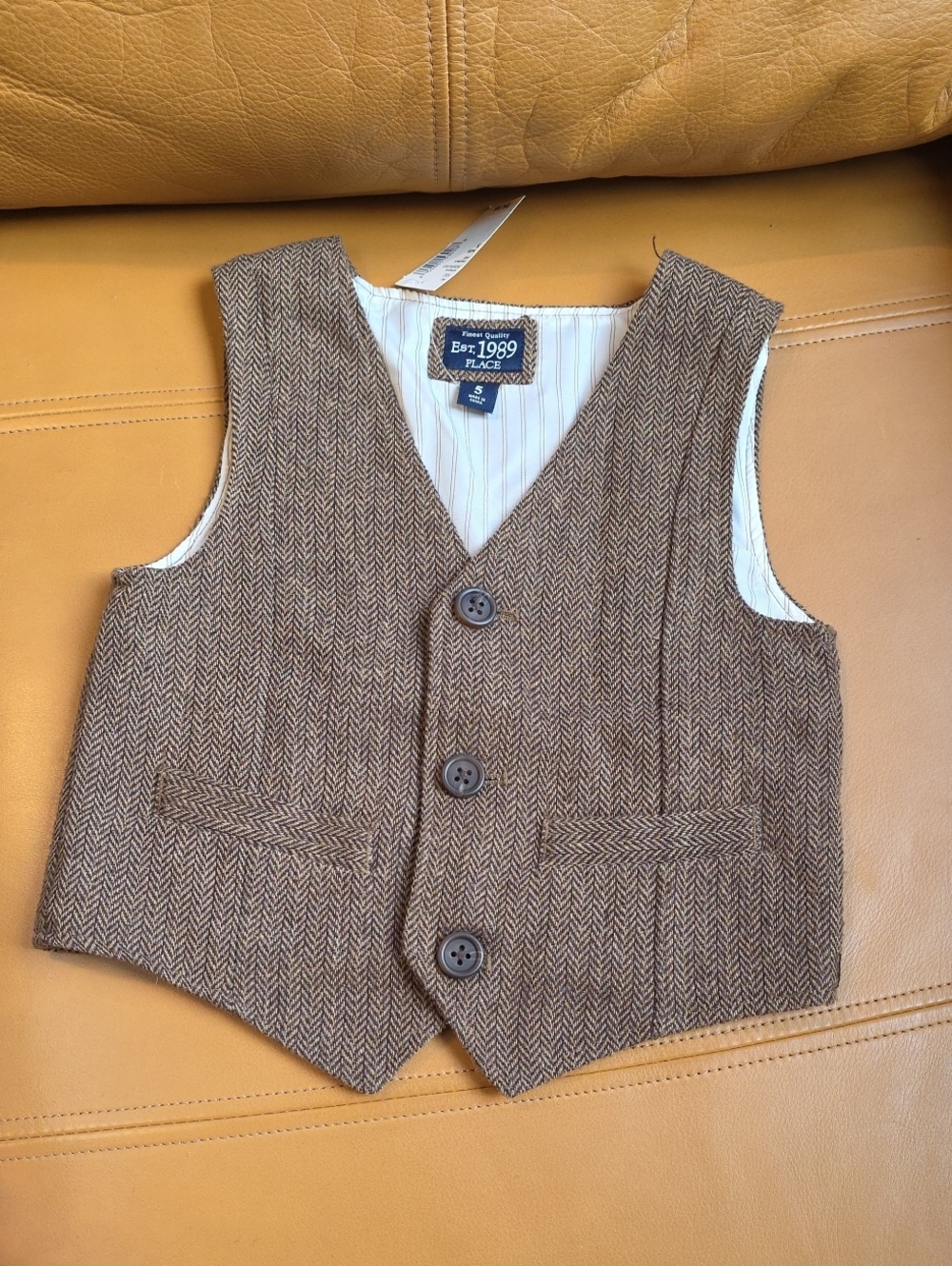 The Children's Place Brown Herringbone Vest - Boys